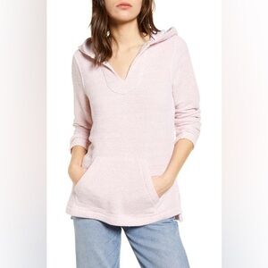 FAHERTY Seabrook Baha Surf Pullover Hoodie Pink Herringbone Knit